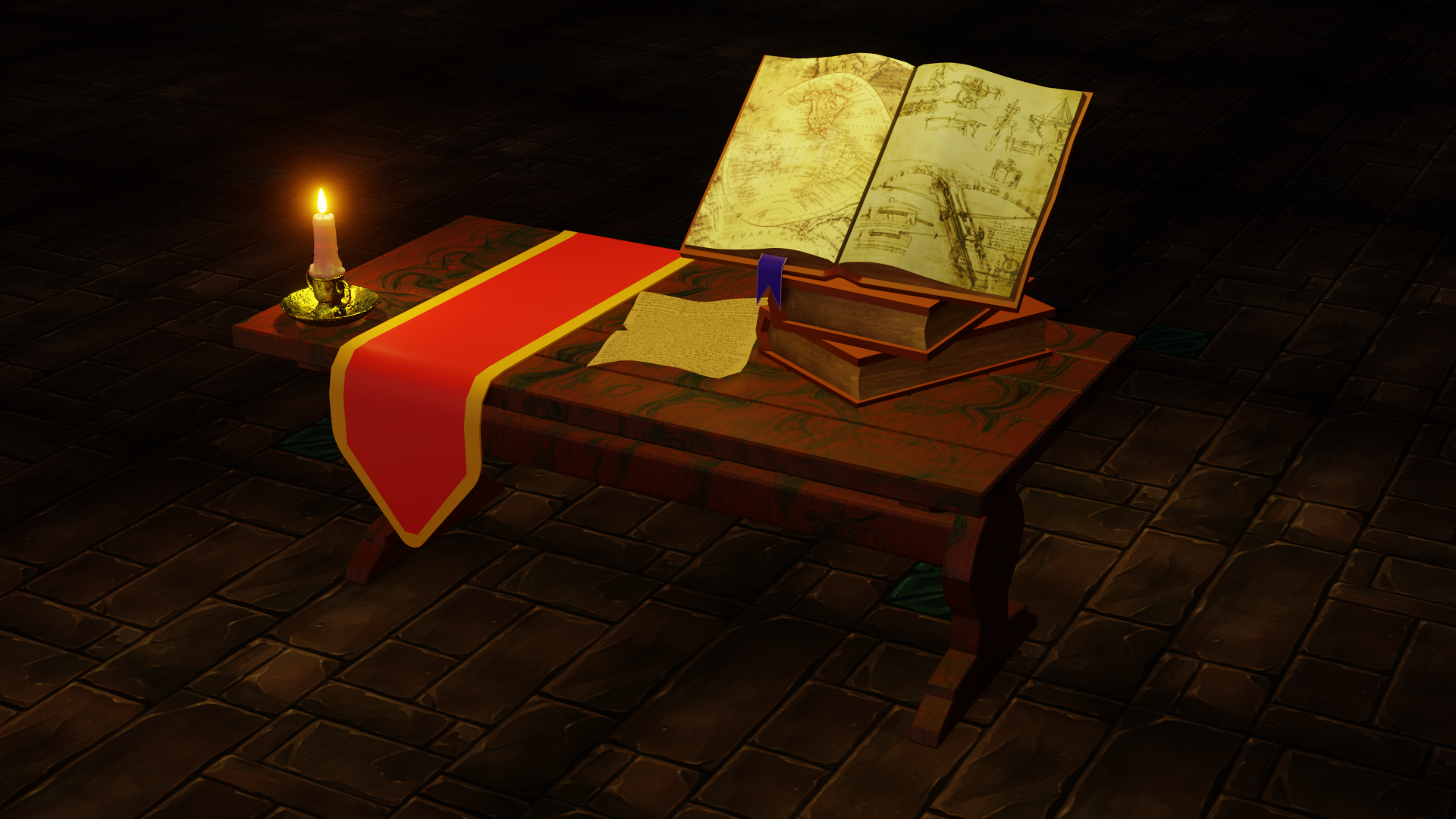 Ancient Book Game Asset Low Poly preview image 1